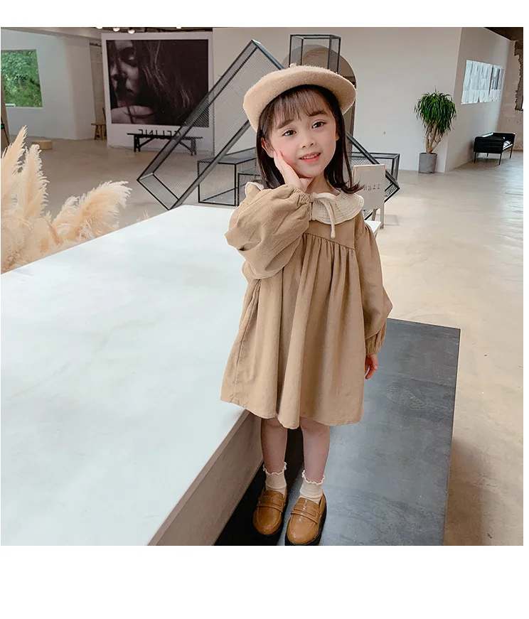 فساتين الفتيات ملابس الربيع والخريف جديد بلون دمية الرقبة فستان حلو ولطيف فستان الأميرة 2025 #6