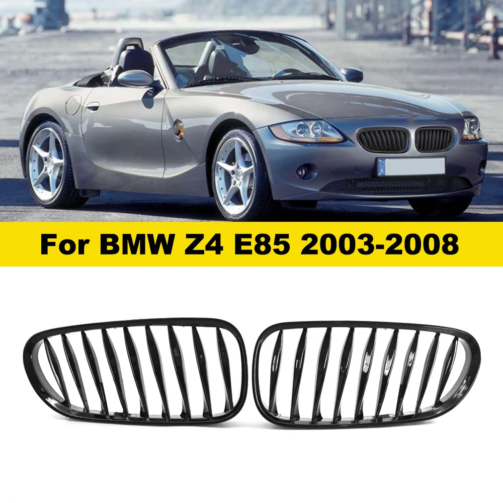 2Pcs Single Slat Line Front Bumper Kidney Grill Hood Inlet Grille Replacement for BMW E85 E86 Z4 coupe 2003-2008