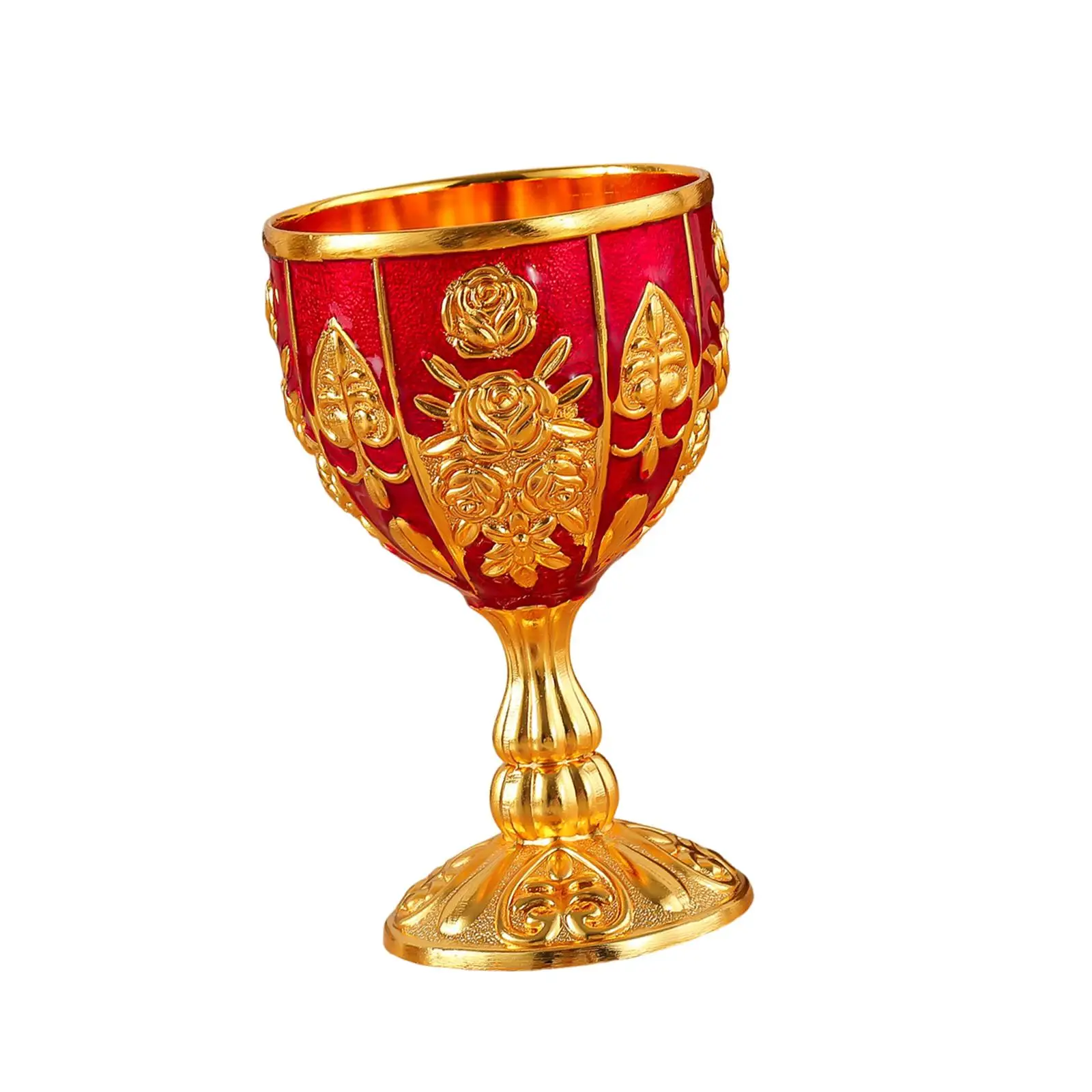 Classic Mini Goblet Mug with Embossed Detail Zinc Alloy Drinking Cup Glass for Festival Ornaments