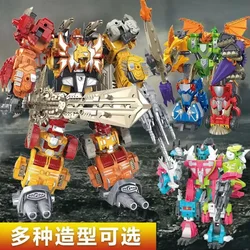 6 In 1 Anime Figures Transformation Ko Predaking Crazy Beast Fit Clan Hexagon Mechanical Shape-shifting Robot Toys Gifts