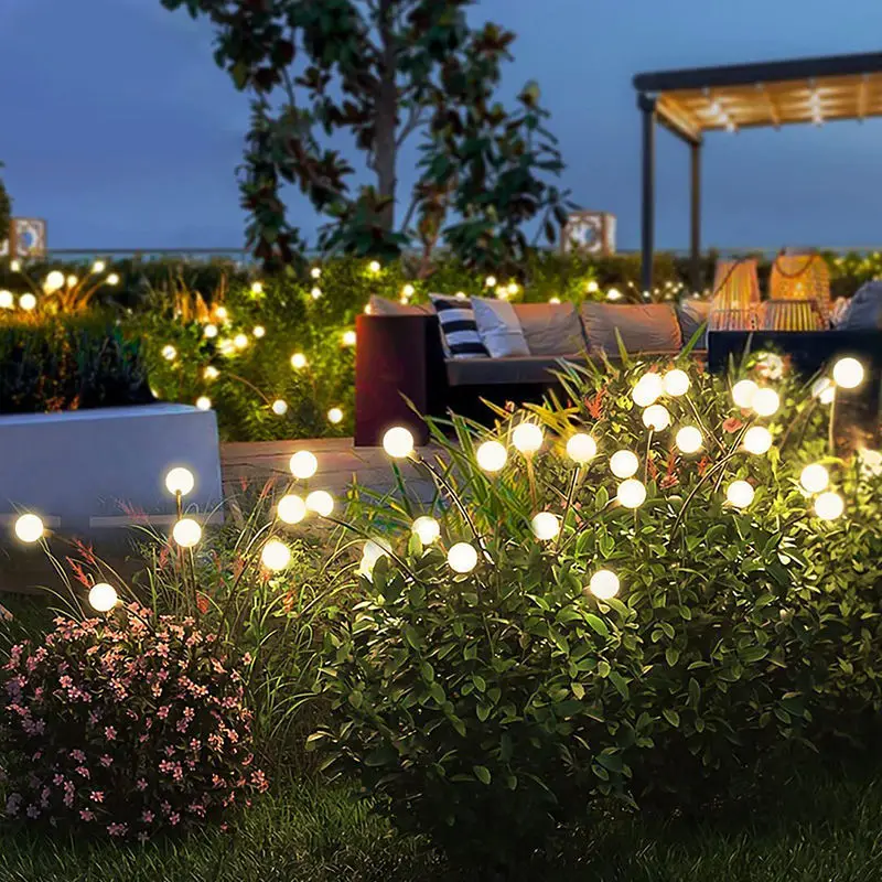 Solar Firefly Lights Outdoor Waterproof Led Garden Lawn Lamp Swing By Wind Sunlight Powered Landscape Courtyard Patio Decoration