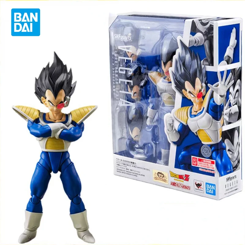 W magazynie Bandai Original SHF Dragon Ball Z VEGETA 24000POWER LEVEL Anime Figurka akcji Myśliwiec Gotowy model Zabawki Prezenty świąteczne