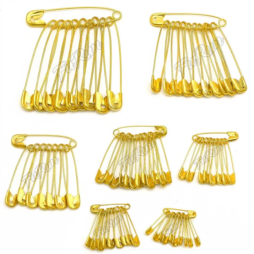 50pcs/lot Metal Safety Pins DIY Sewing Tools Silver Gold Needles 7 Sizes Large Safety Pin Small Brooch Apparel Accessories