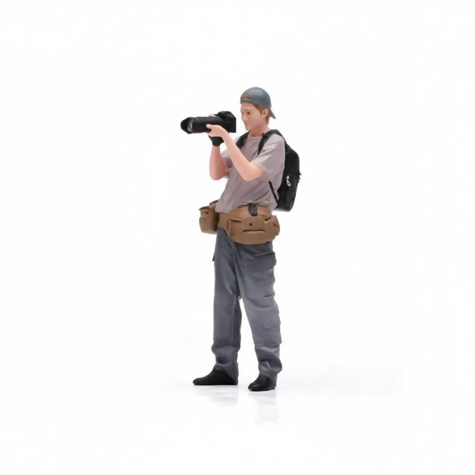 Realistic Micro Photographer Figurine Hand Painted Resin Model for Shelf Display and Scene Building