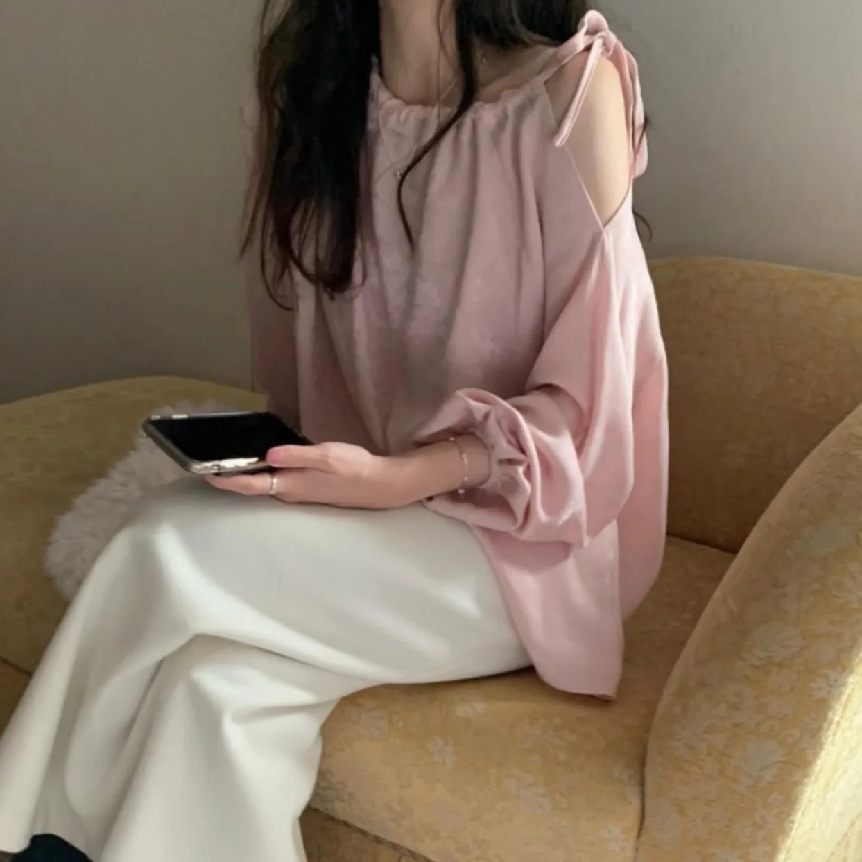 أنيقة نقية الرغبة oulder عارية التعادل الحلو لطيف Sle التخسيس الأعلى للنساء ربيع 2025 أوائل الموسم وصول جديد