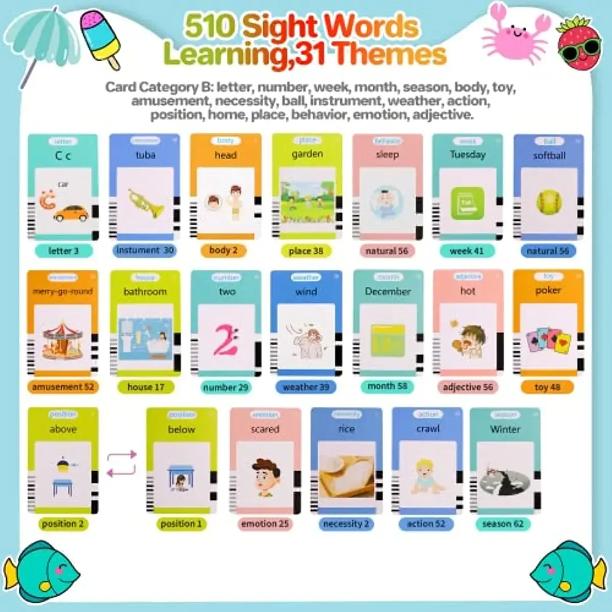 Talking Flash Cards Learning Machine for Kid Early Educational Language Electronic Audio Book Learn English Words Toys 2024