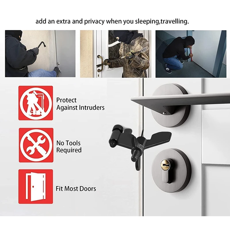 Portable Door Lock Upgraded Adjustable Lock For Additional Privacy And Safety In Apartment Prevent Entry