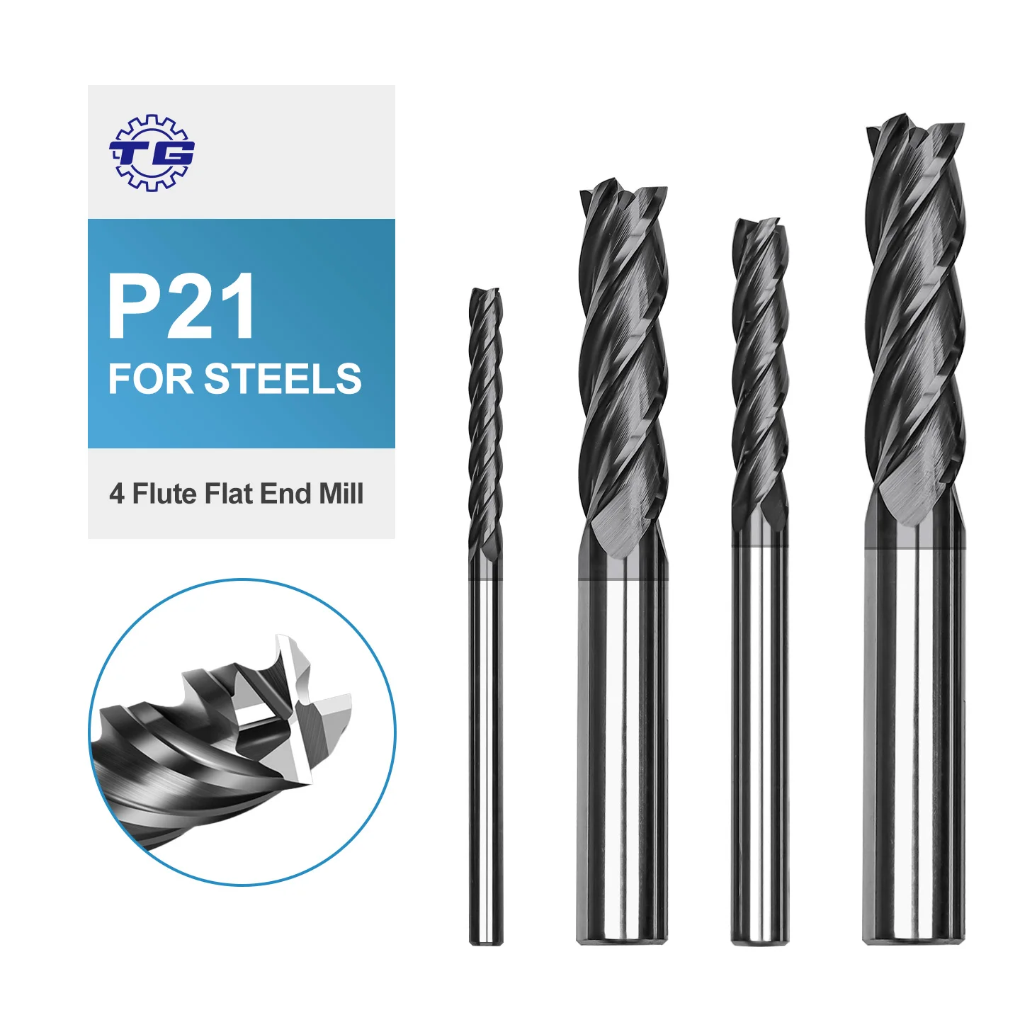 

TG P21 4-slot coated corner radius end mills custom steel numerical control milling cutters AlCrSiN coated 10mm 4mm for milling