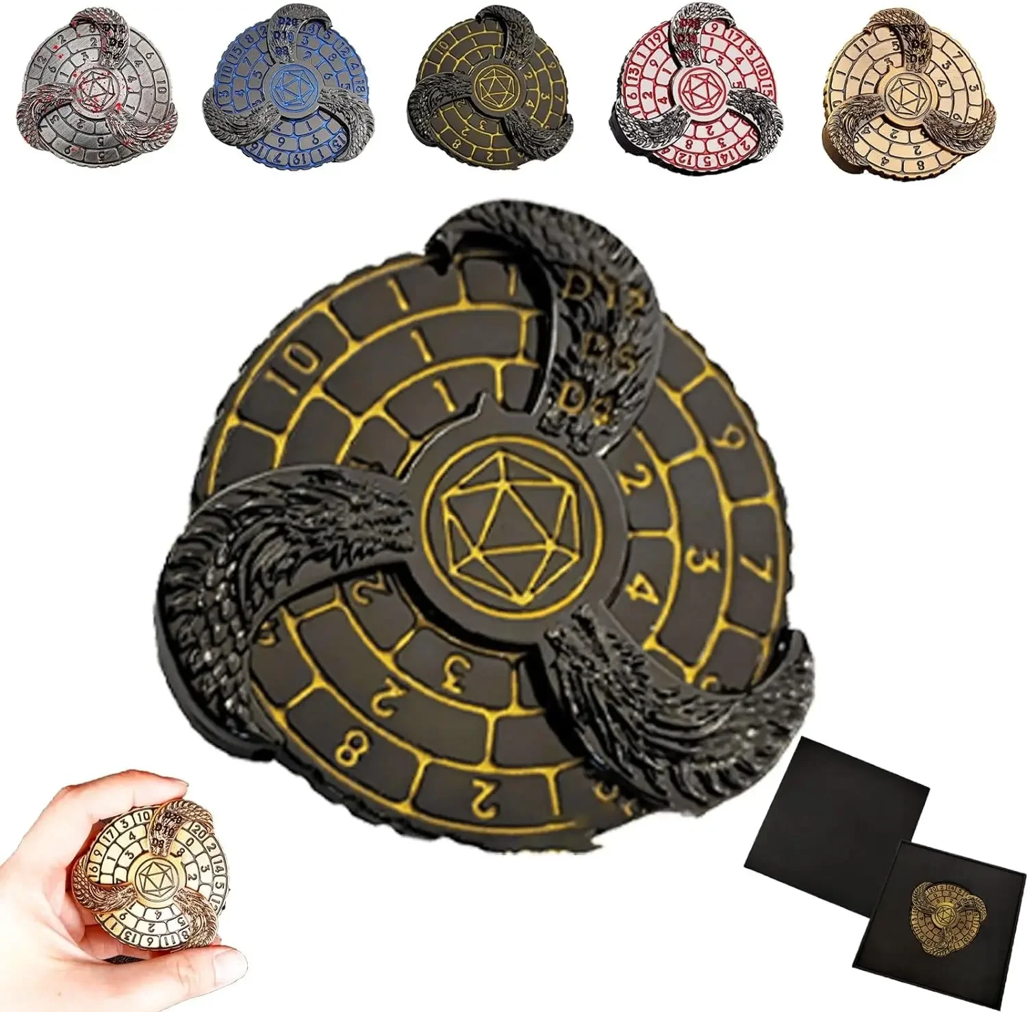 7-in-1 Metal Fingertip Gyro, Spinner Metal Dice, D&D Dungeons and Dragons Dice,Spinning Games Fingertip Gyro