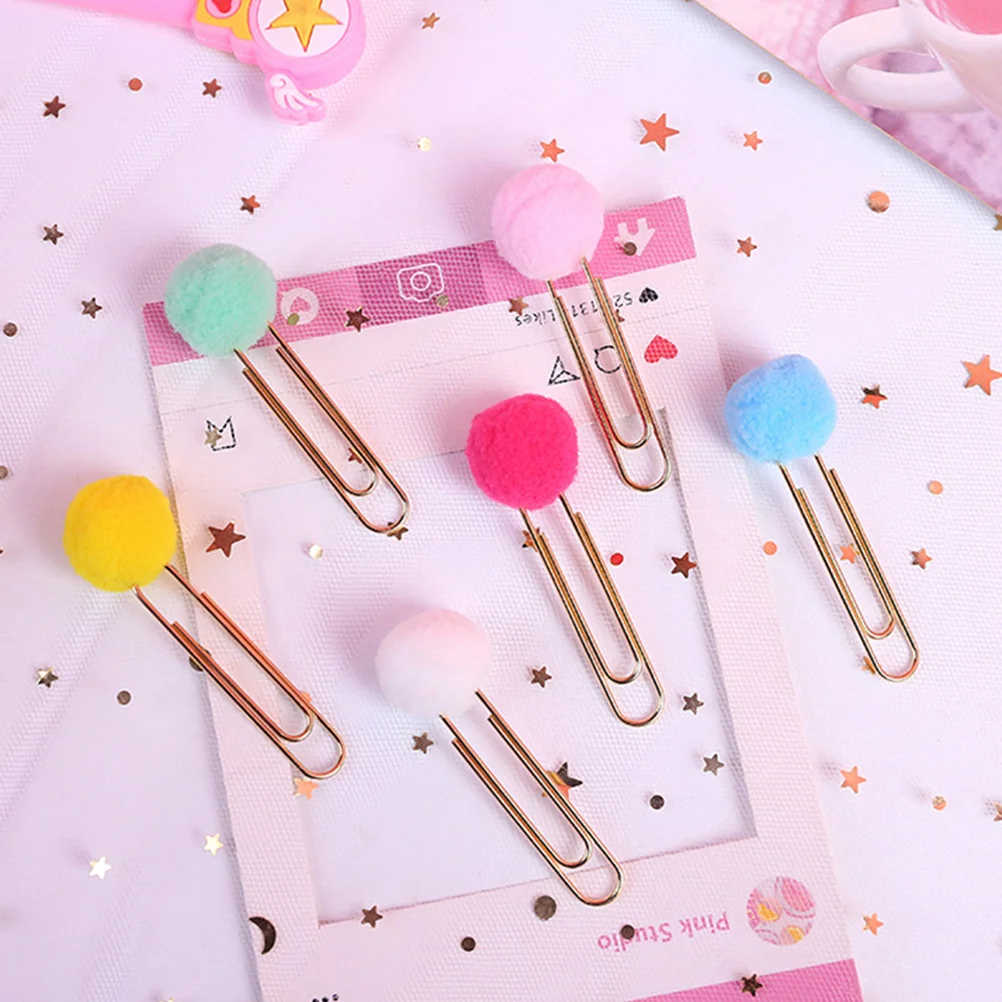 

30pcs Paper Clips Kawaii Plush Ball Bookmark Clip Memo Clip Paper Clip Bookmark Novelty Gift (Mixed Color)