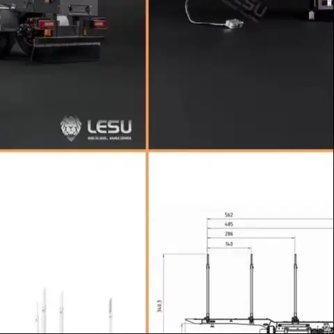 

LESU 1/14 Metal Log Semi Trailer RC Wood Transport Car Light Electric Lifting Leg Servo-Controlled Drum Brake for TAMIYA Tractor