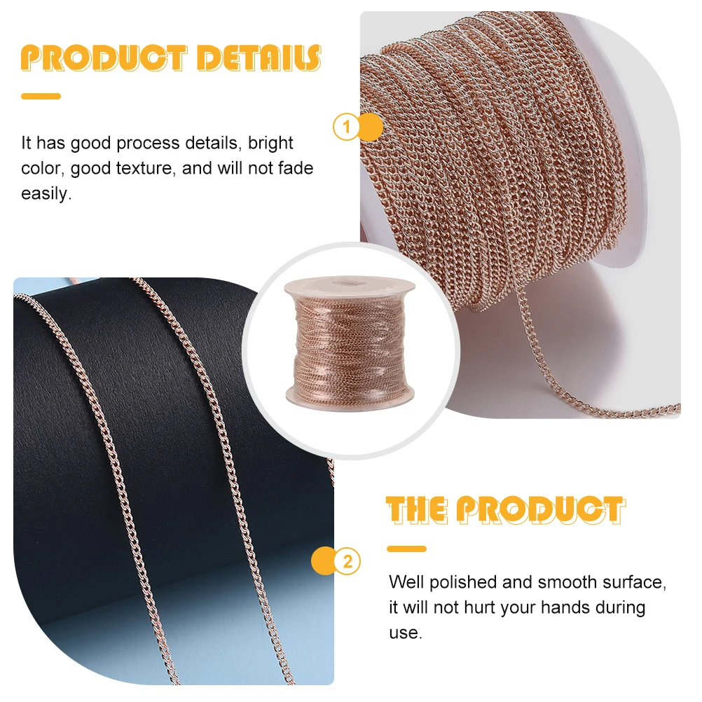 

Copper Chain for Jewelry Making Necklace DIY Accessory Supplies Bright Color Non fade Smooth Reliable Performance