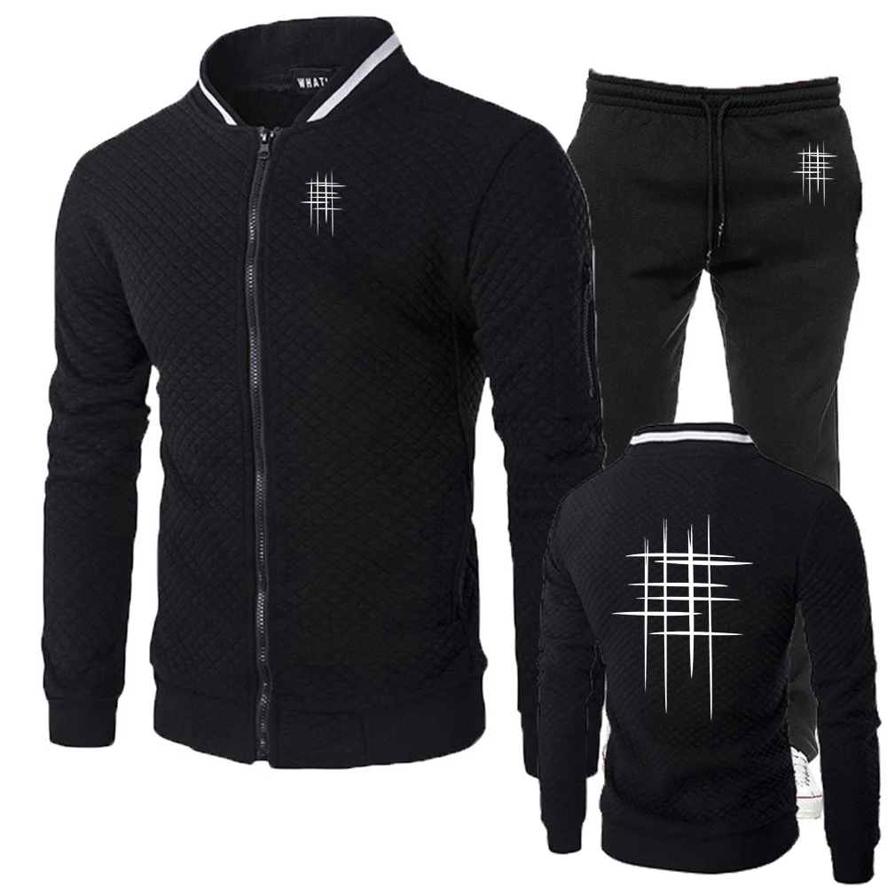 Creative line pattern Logo Print Spring And Autumn 2026 Best Seller Anti Collision Shirt Round Neck Zipper Hoodies Pants Suits