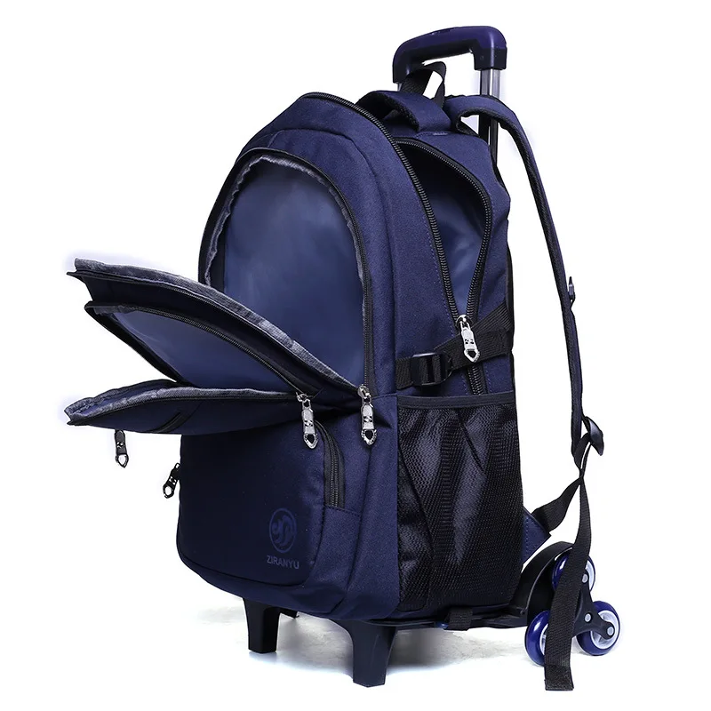 Children Backpack School Wheels Waterproof Backpack for School Teenager Boy Travel Backpack on Wheels Rolling School Bag Bookbag