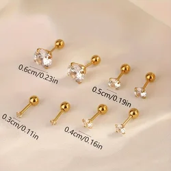 4pairs Medical Stainless Titanium Steel Zircon Crystal 4 Prong Tragus Cartilage Stud Earrings For Men Women Piercing Ear Jewelry