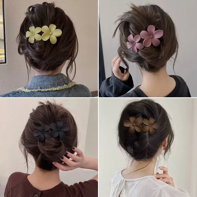 Frosted Flower HairClip Claws Simple Matte Hair Claw Clips for Women Girls Thin Thick Curly Women's Back of Head Headgear image 2