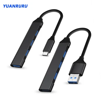מפצל USB 3.0 Hub USB Hub 4 יציאות מהירות גבוהה סוג c 5Gbps לאביזרי מחשב PC Multiport HUB 4 יציאות USB 3.0 2.0