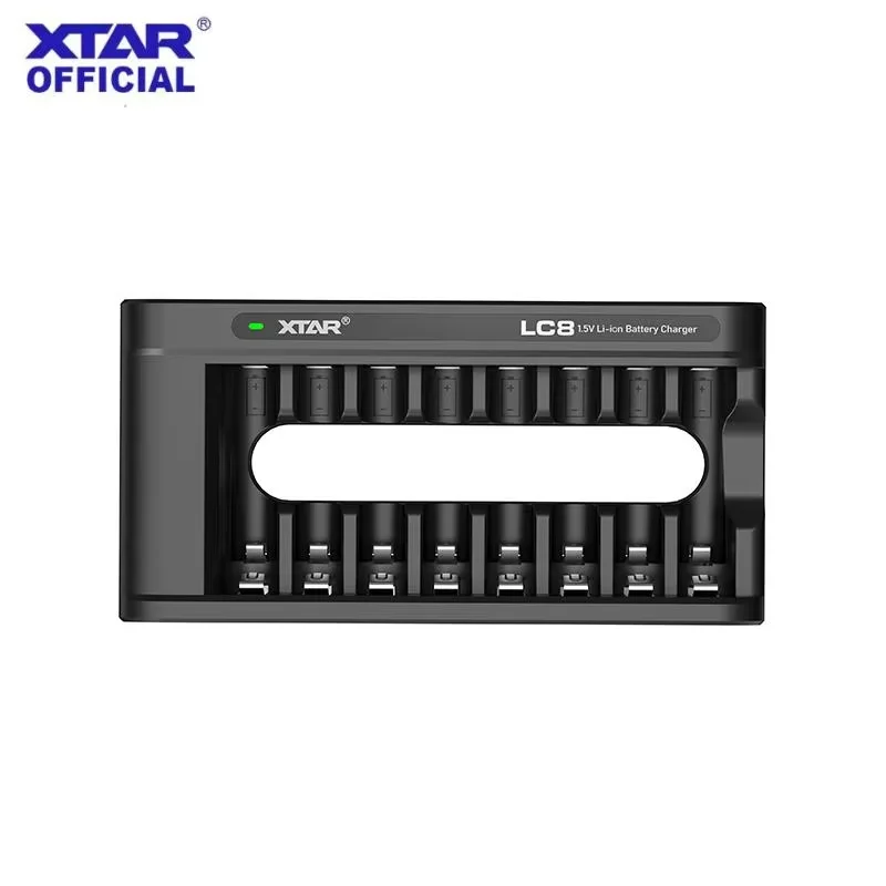 XTAR 8PCS AA 4150mWh 1.5V Li-Ion Rechargeable Battery+XTAR LC8 Smart 8 Bay Li-ion  With IndicatorAA/AAA Battery Charger