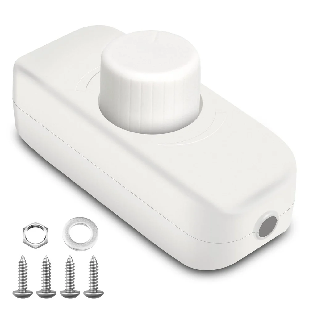 Rotary Dimmer Switch With Memory Function Noise Free LED Inline Dimmer For Table Lamp Incandescent Light 220V 240V Black White