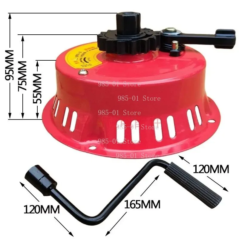 168F 170F Engine Hand Crank Starter, Iron Case No-Pull Start for Micro Tiller Sprayer Water Pump Generator