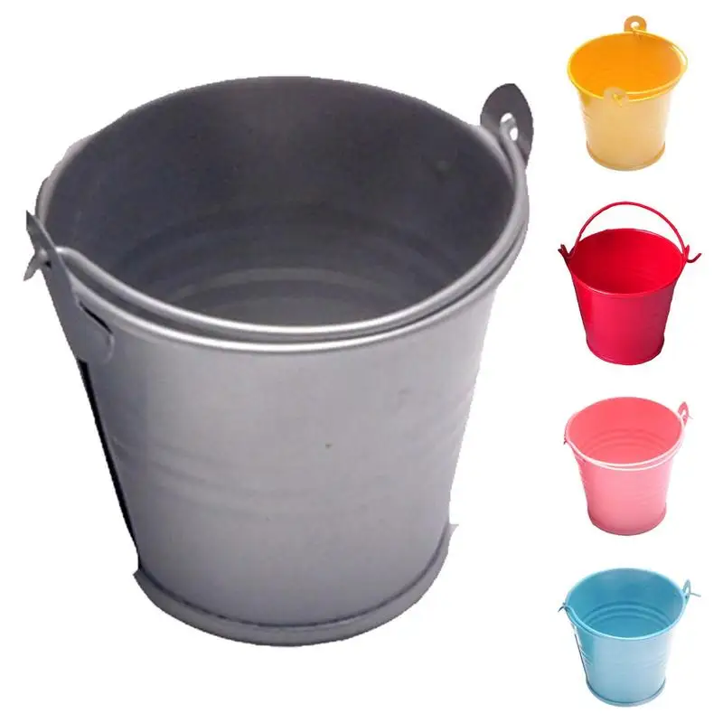 Colored Galvanized Bucket With Handle Mini Tin Pail Small Party Holder Storage Tinplate Buckets Wedding Candy Christmas Decor