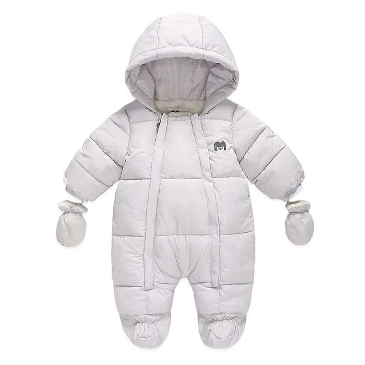 

Kids Winter Jumpsuits Newborn Coats Children Hooded Cotton-Padded Rompers Jacket with Gloves Outer Clothing Toddler Overalls