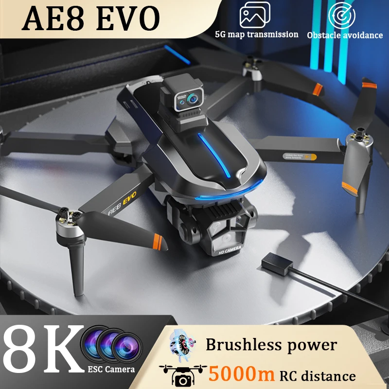 2024 New AE8 EVO FPV Drone 6k Profesional ESC triple Camera  Quadcopter EIS GPS Brushless Obstacle Avoidance RC Drone Gift Toys