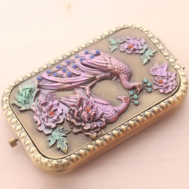 Mini portable makeup mirror cute rectangular creative folding small mirror student fashion personality retro portable mirror