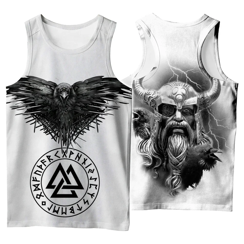 Odin Viking Symbol Tattoo Raven 3D Printed Men Shirt Vest Harajuku Fashion Sleeveless T-shirt Summer streetwear Tank Tops-2