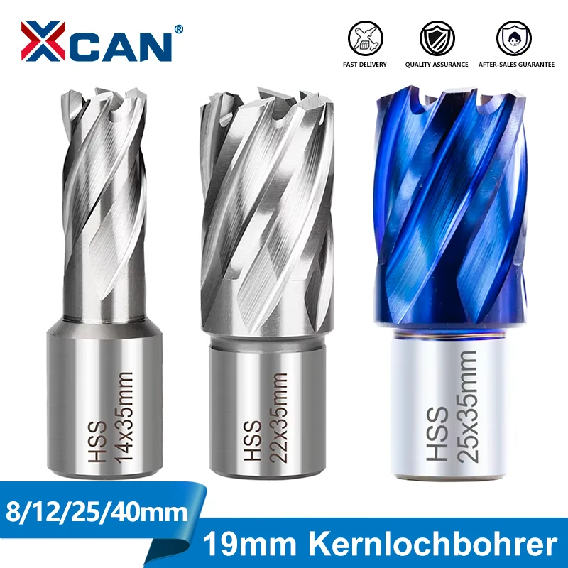XCAN 1 Stk HSS Punta per carotaggio 19mm Punte per carotaggio Albero Weldon Ø8 12 15 25 40mm Profondità di taglio dei metalli selezionabile 35mm