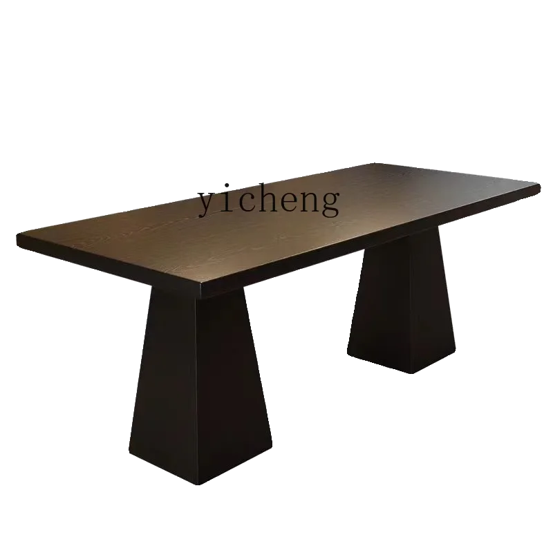 Simple Solid Wood Dining Table Light Luxury Creative Office Desk Designer Black Long Workbench