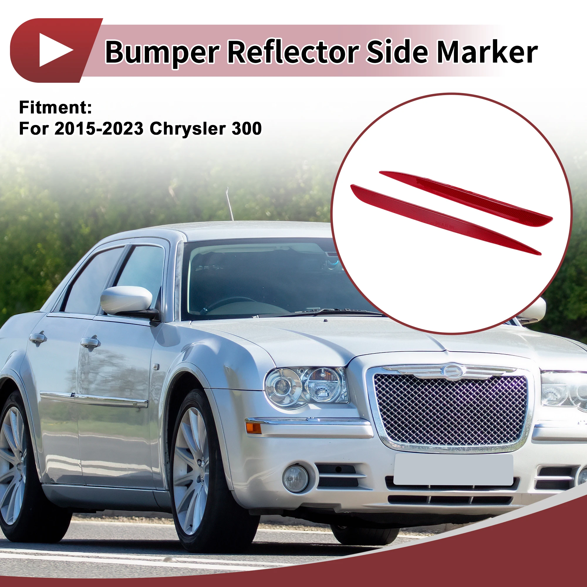 X Autohaux 1 Pair Rear Left Rear Right Bumper Reflectors for Chrysler 300 No.68213444AB