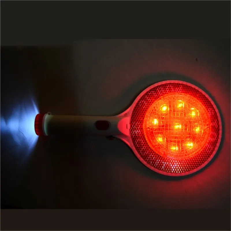 Two-Way Rechargeable Handheld LED Traffic Sign Stop Light Lamp Car Indicator Warning Sign Baton Flashlight