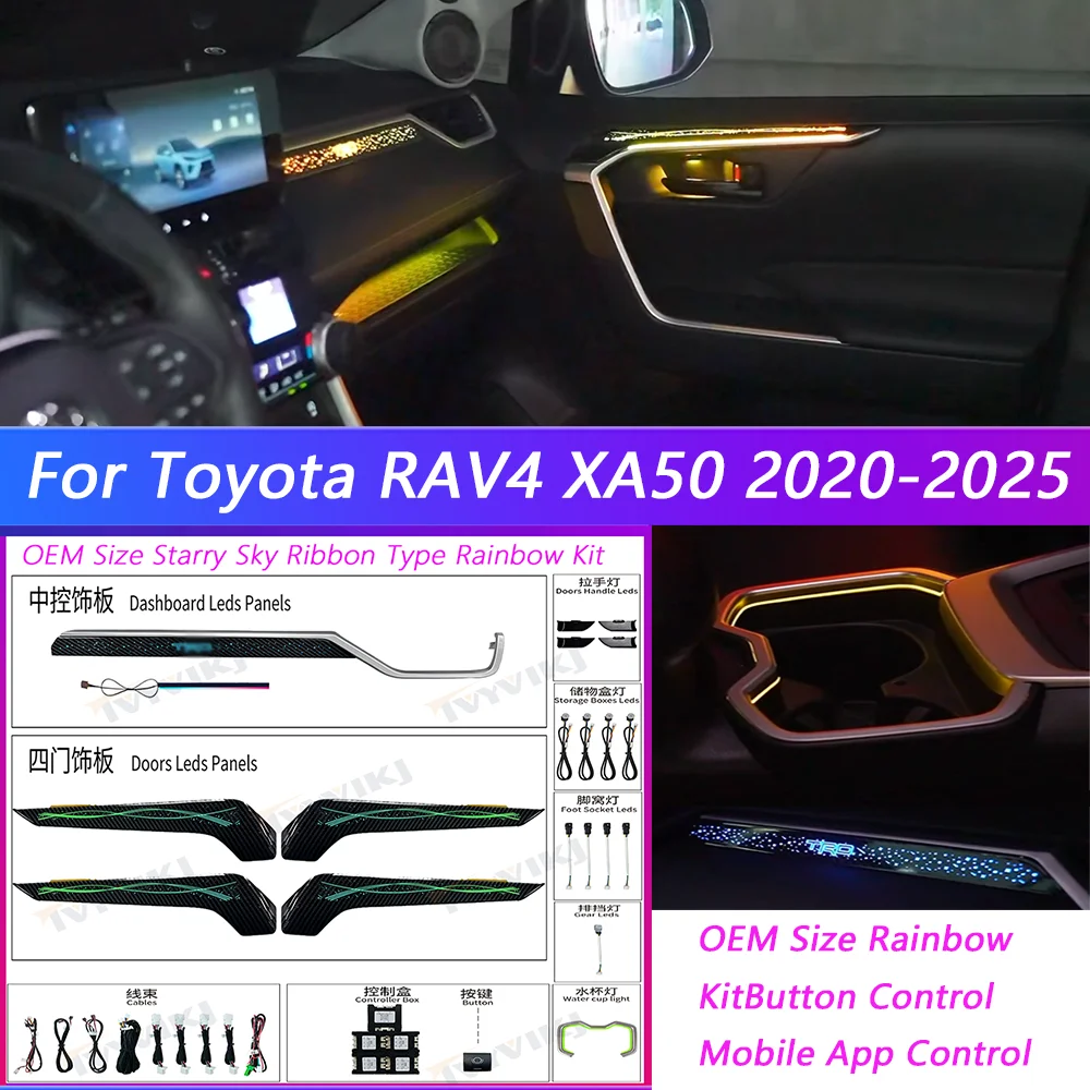 TVYVIKJ Upgrade and modify LED Car Inner Ambient Light For Toyota RAV4 XA50 2020-2025 Dynamic Ambient Lamp OEM Size Rainbow Kit