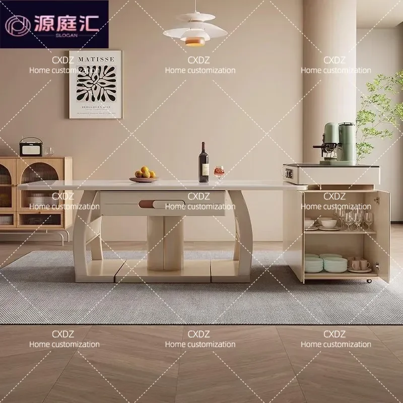 Cream Style Mahjong Table Dining Tea Table Integrated Modern Simple Household Multi Function Automatic Island Mahjong Machine