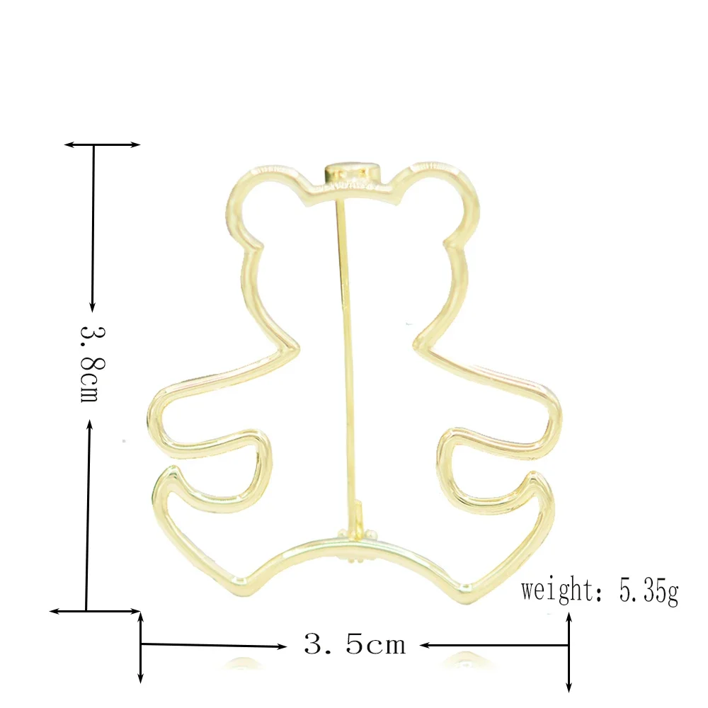 Blucome Newest Fashion Little Bear Shape Brooches Copper Animal Corsage Suit Scarf Hijab Pins for Women Girls Kids Gifts