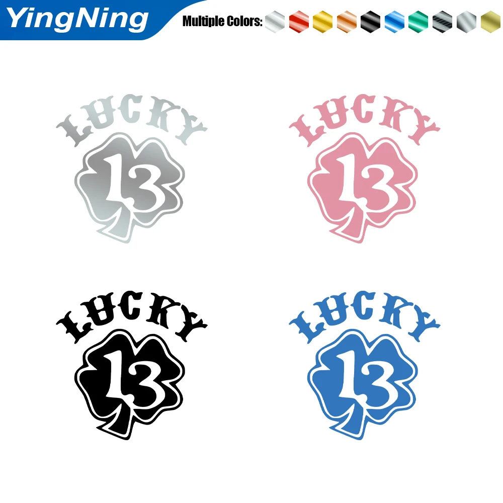 Retro LUCKY 13 Stickers Four Leaf Clover Vinyl Decals Auto Exterior Decor Styling for Motorcycle Helmet Trim Cover Paint Scratch