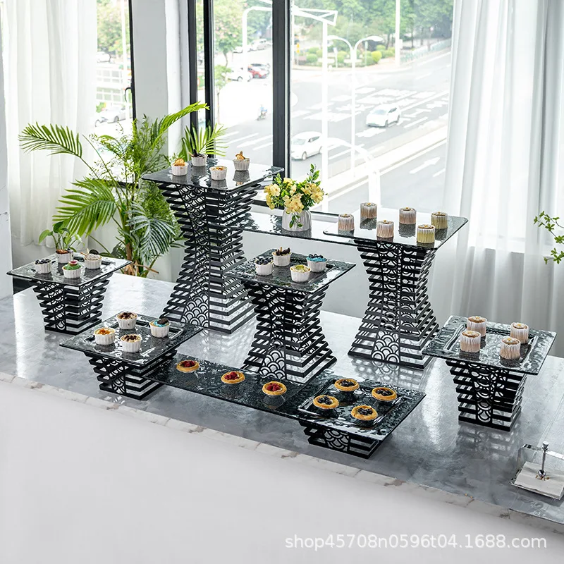 Buffet food display stand combination dessert ornament cold meal coffee break table arrangement multi-layer hotel wedding