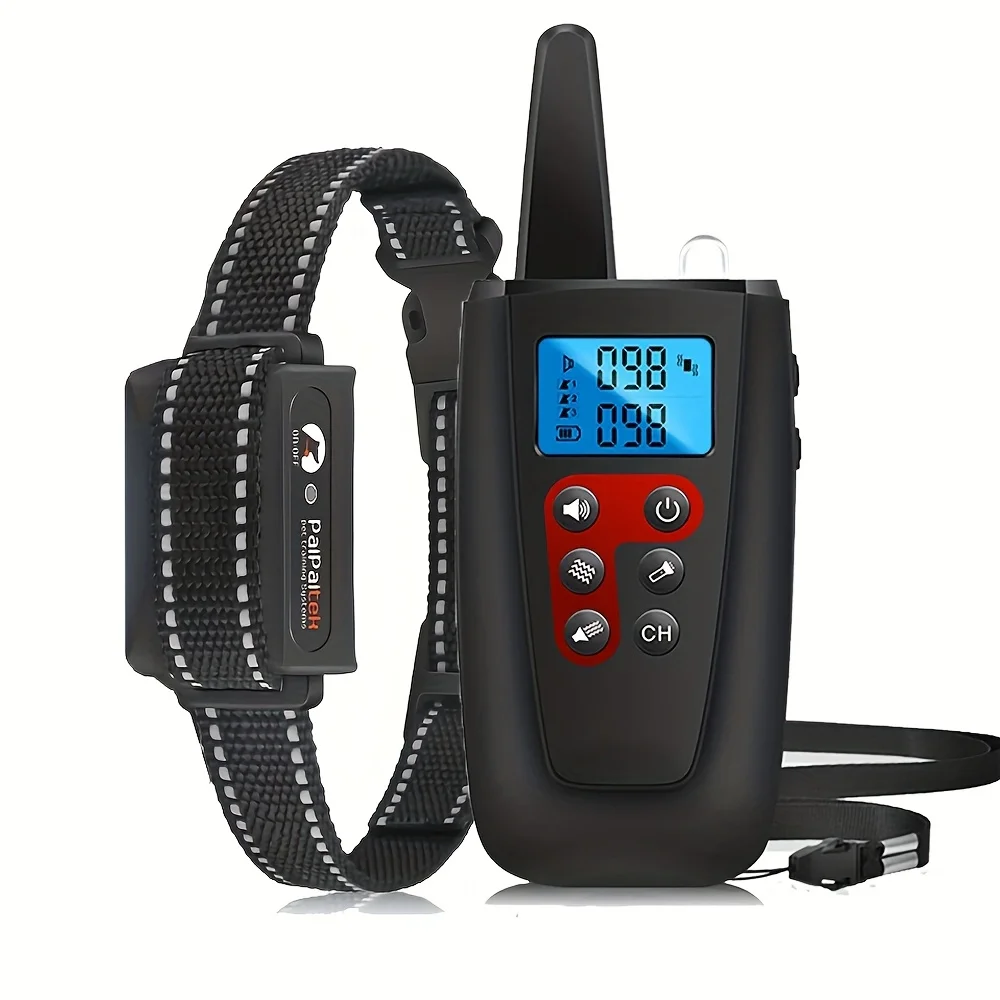 

No Shock Dog Training Collar With Remote 3300FT Rechargeable Led Flashlight IP67 Waterproof Sound Vibration Electric Collar For