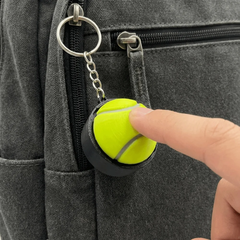 Spherical Button 3D Printed Keychain Sports Theme Basketball Stress Relief Keychain Portable Creative Design Clicker Keychain
