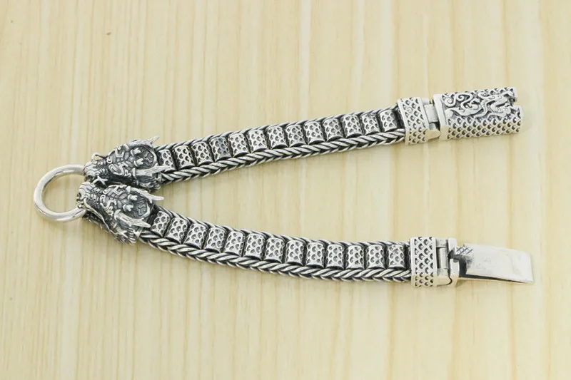 S925 sterling silver bracelet with stylish temperament  Personalized and domineering double headed hip-hop  Advanced niche