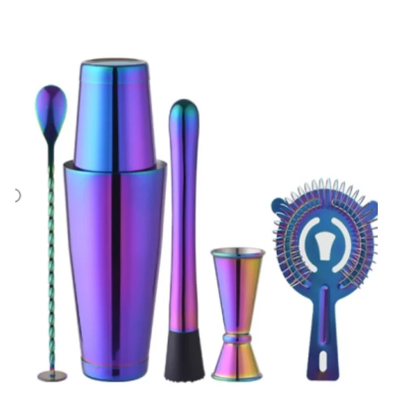 Weighted Martini Boston Shaker Set, 6Pcs Stainless Steel Bartender Tools Complete DIY Drink Mixing Supplies For Home Bar