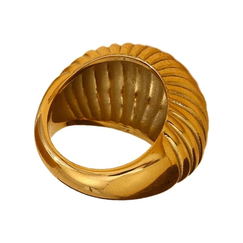 Minimalist Fat Bread Stripe Ring Party Ready Gold or Silver Plated Ring Jewelry in a Minimalist Fat Bread C71A