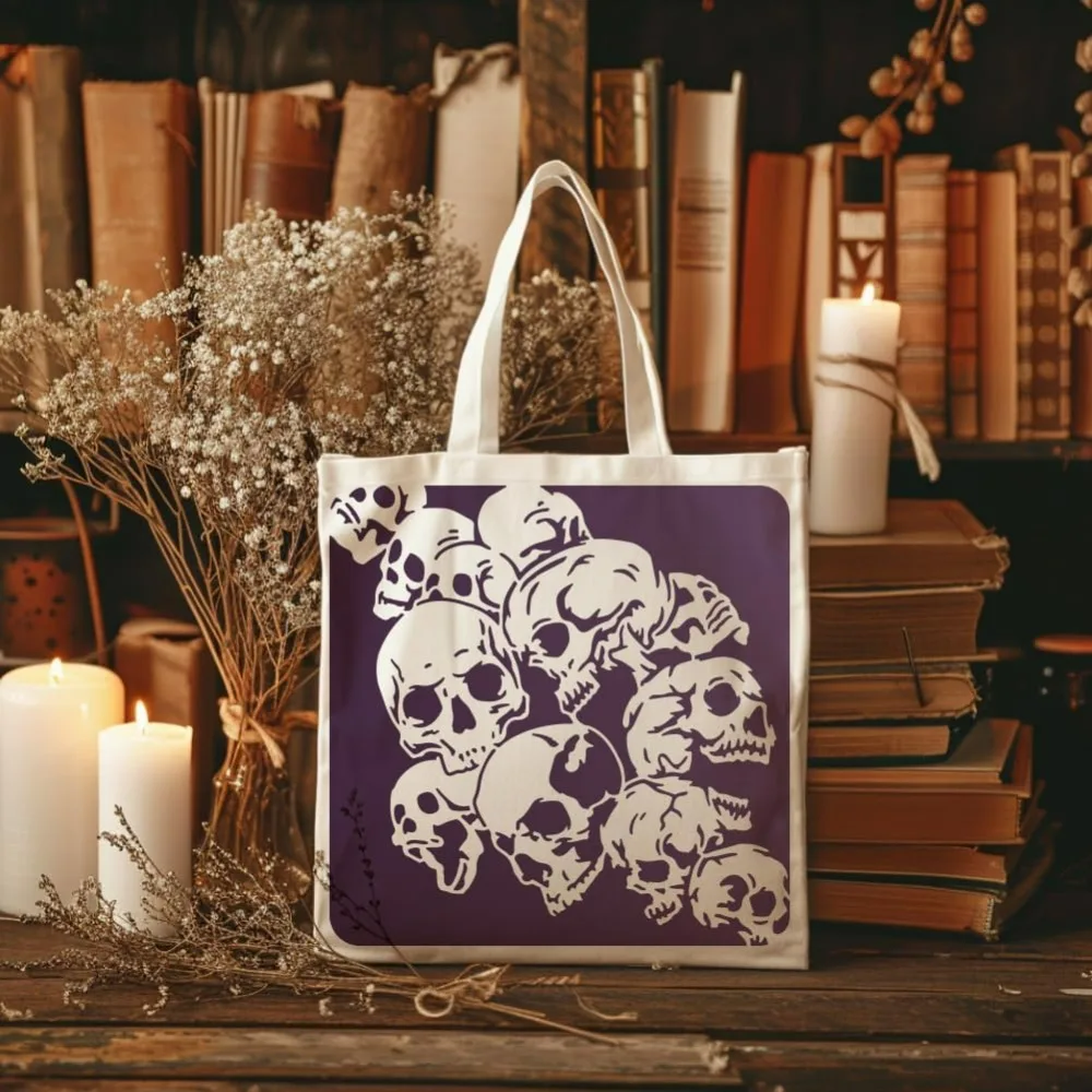 Skull Background Stencil Skull Stack Stencil 11.8×11.8inch with Paint Brush Reusable Horror Skull Template for Painting view 4
