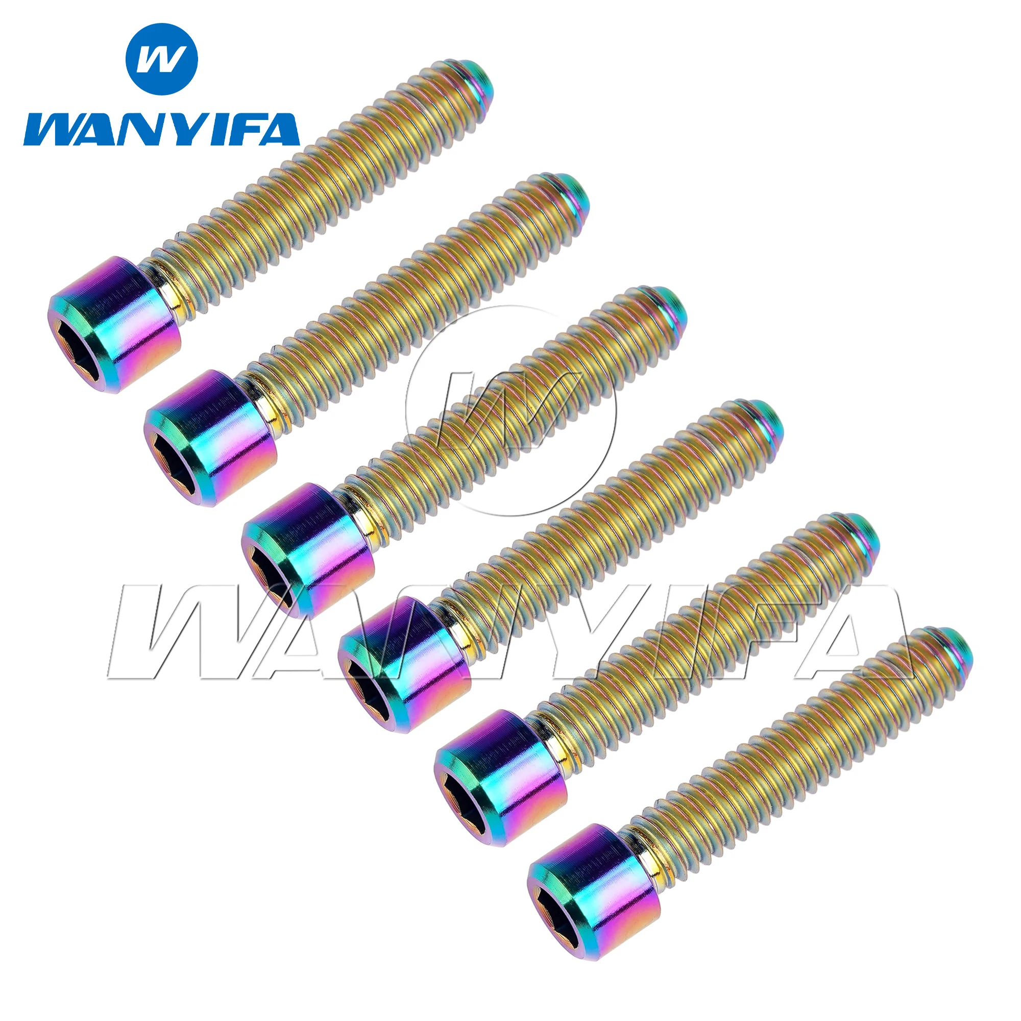 Wanyifa 6 قطعة التيتانيوم الترباس M4x10 13.5 15 20 25 مللي متر غطاء عرافة رئيس الدراجة الخلفية/الأمام Derailleur H/L تعديل مسامير Ti Gr 5 السحابات