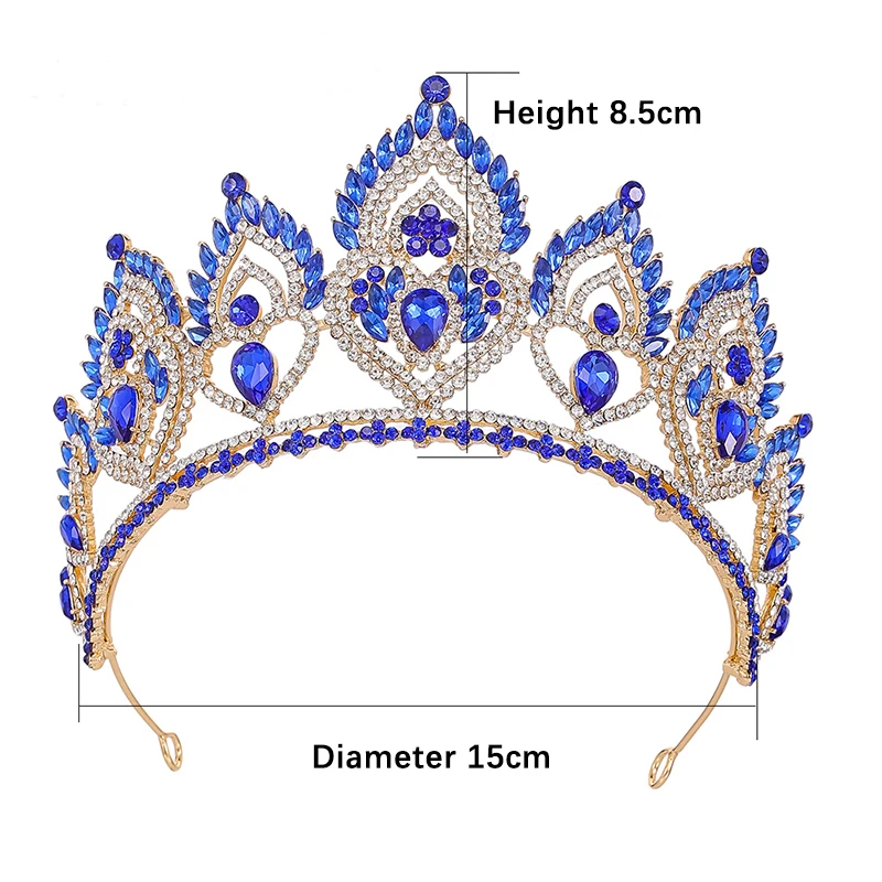 تيارا الزفاف الأناقة الملكية على شكل قلب |   تاج حفل زفاف الملكة |   مجوهرات شعر كريستال كبيرة للنساء