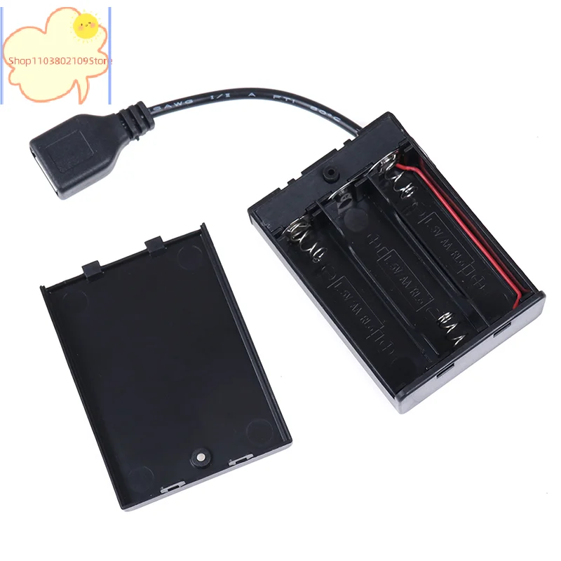 [HM]1pcs Safe and Durable 3*AA 65x45x15mm Battery Case with USB Port for Building Blocks LED Light Kit with Switch