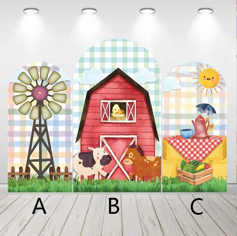 

Mehofond на заказ 2-сторонняя ферма красный сарай животные Дети День рождения детский душ Чехлы четкая Арка фон фотография