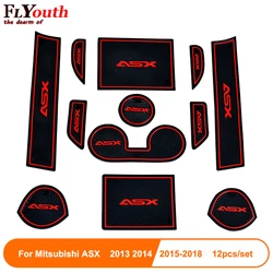 12Pcs Non-Slip Interior Door Pad Cup Mat Door Gate Slot Mat Case For Mitsubishi ASX 2013-2018 2020 Auto Accessories Car Styling