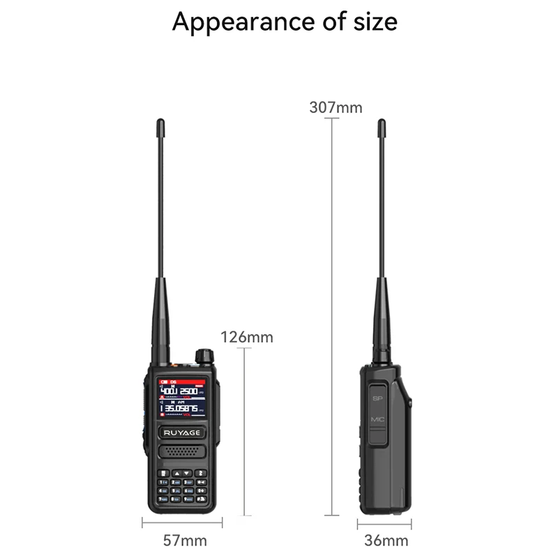 Ruyage-Amateur Ham Two Way Radio Station, Air Band Walkie Talkie, NOAA LCD Color, Police Scanner, Aviation, 6 Bands, 256CH, 10W